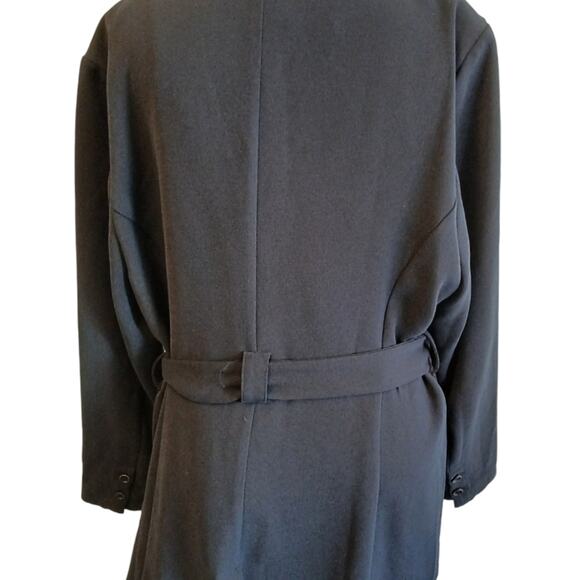 Standards & Practices Blazer Trench Sz 2X Navy Blue Long Coat Jacket Wrap Modern - Picture 7 of 15
